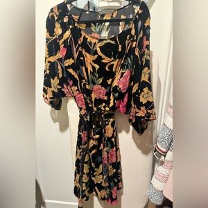Zara Velvet Black Flower dress in size S